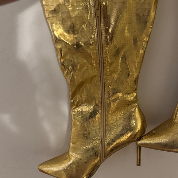 Metallic Gold Over-the-Knee Stiletto Boots - Women - Picture 2 of 2